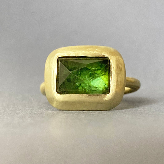 Green tourmaline Baguette Ring